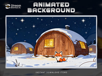 Fox Snow Animated Background | winter cozy theme | Starting Soon BRB Ending | Holiday Stream Overlay | Twitch Night scene | Forest scene