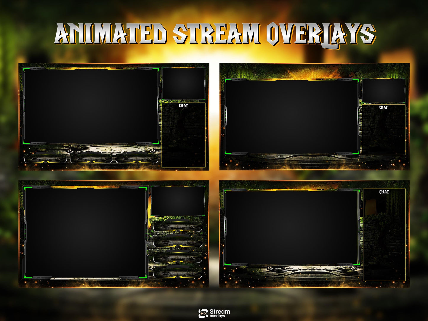 Forest Animated Overlay | Lion Jungle Stream Pack | Fantasy Scenes | Animate Twitch Screens | Panels | Nature Streaming Package | Alerts