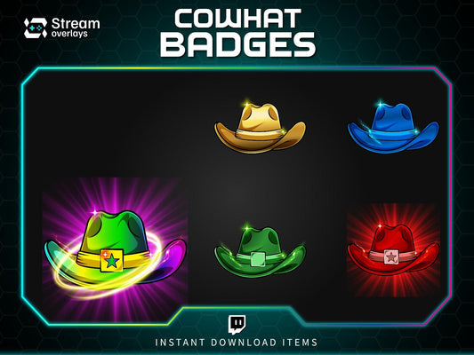 Twitch Cowhat Subscriber Badges | Western Hat Sub Badges | Loyalty Badges for Streamers | Western-Style Badges for Multi-Month Subscriptions