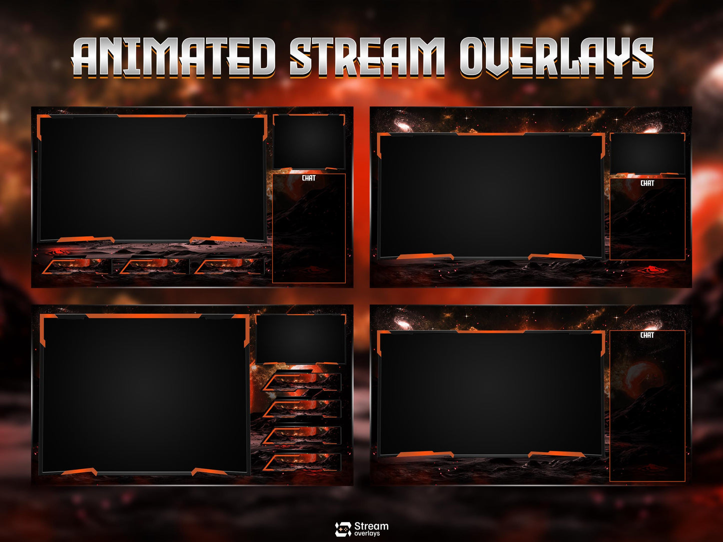 Galaxy Stream Overlay Pack | Animated planet screens | Cosmic Theme | Starting Soon BRB & Alerts | Animated Scenes | Gaming Panels | Sci Fi