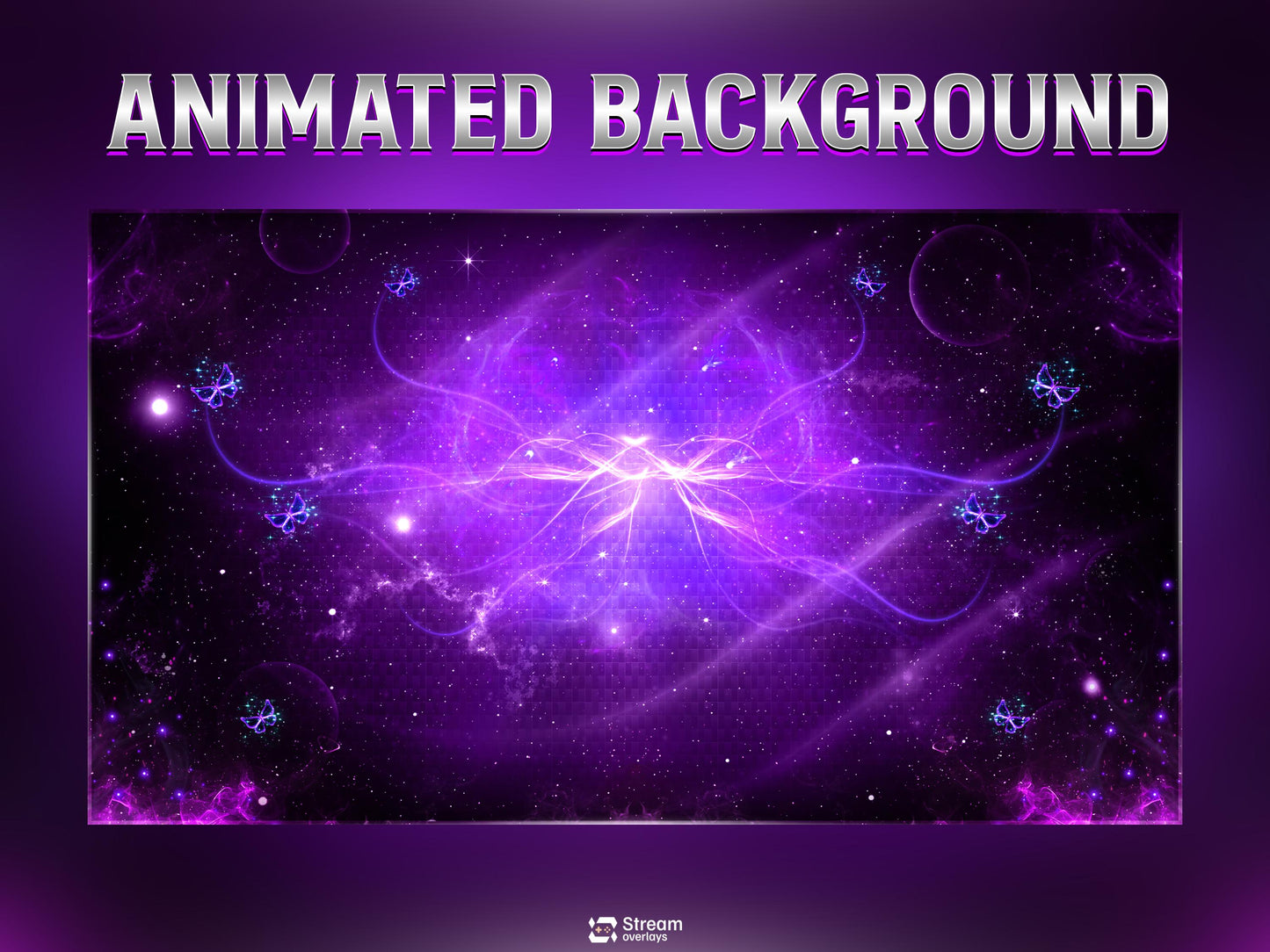 Animated Space Stream | Galaxy Streaming Package | Mystical Night Twitch Overlays | Cosmic Streams Scenes | Animated Alerts | Purple Nebula