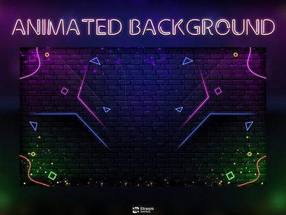 Neon Twitch Overlays | Skull Stream Overlay | Animated Screens | Glow Scenes | Animate Package | Panels | Alerts | Neon Alert | OBS Pack