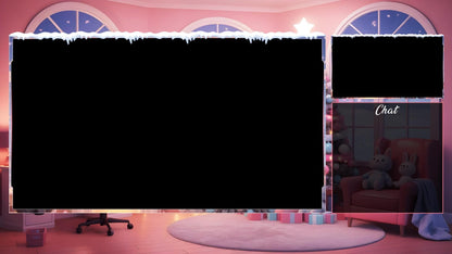 Christmas Pink Gaming Room Overlays Pack | Snowy Theme Xmas Tree Dream Bundle | Gift for Streamers | Winter Stream Decor Twitch | Gamer Desk