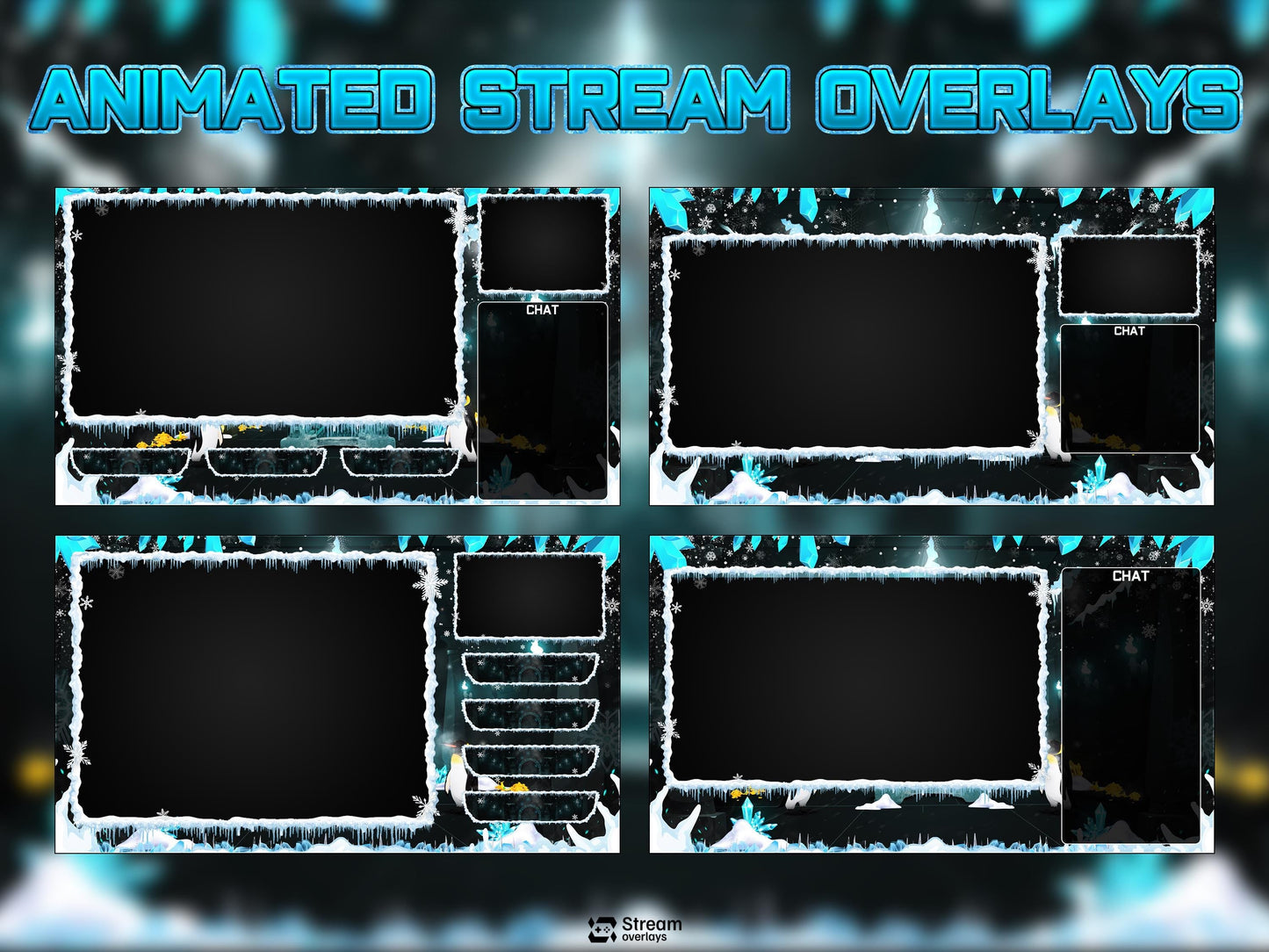 Ice Twitch Stream | Animated Frozen Streams | Snow Throne Streaming Screens | Fantasy Scenes | Animate Alerts | Snow Gaming OBS | Panels
