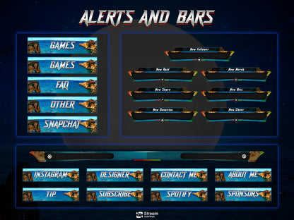 Ocean Twitch Overlay Pack | Sea stream | Nature stream art | Starting Soon BRB & Alerts | Animated Scenes | Gaming Panels | Costal Theme