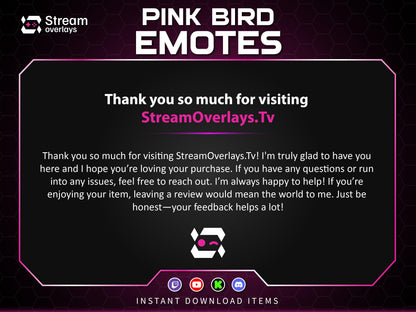 Pink Kawaii Bird Emotes & Stickers | Cute Female Bird Stream | Flying Bird Emotes | Baby Bird Twitch Emotes for Discord Kick YouTube Stream