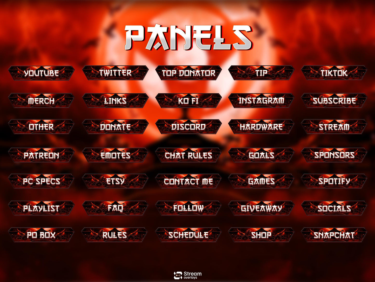 Dark Anime Twitch Overlay | Animated Samurai Theme | Warrior Stream Pack | Japanese Overlays | Ninja Streaming Package, Mangna Gaming Panels