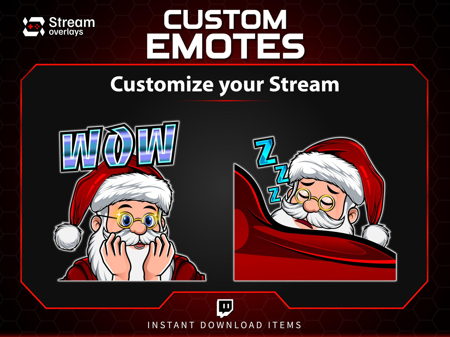 Santa Twitch Emotes | Christmas Streamer Emotes (PNG, Instant Download)