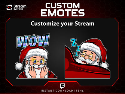 Santa Twitch Emotes | Christmas Streamer Emotes (PNG, Instant Download)