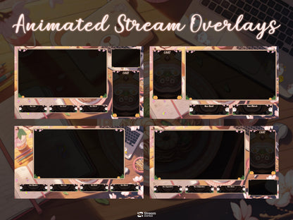 Cozy Bear Twitch Overlay Pack | Kawaii Stream Screens | Pastel Desk Theme | Cozy Starting Soon BRB Ending & Alerts