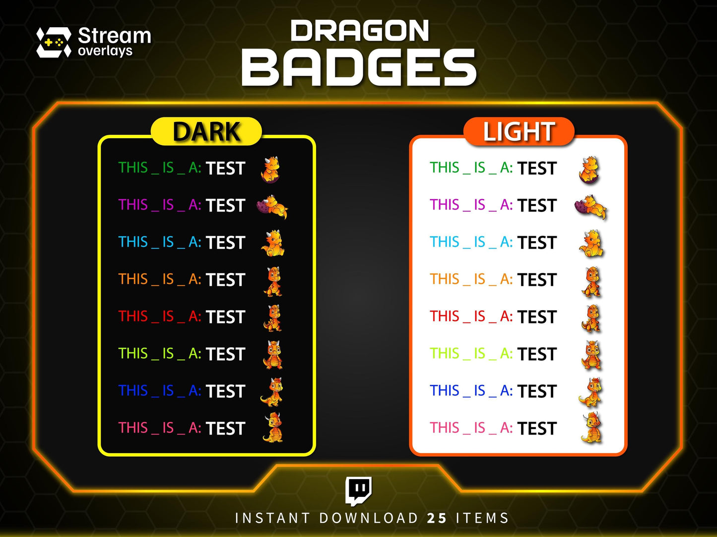 Dragon Sub Badges Bundle: Twitch, YouTube, Discord (Instant Download)