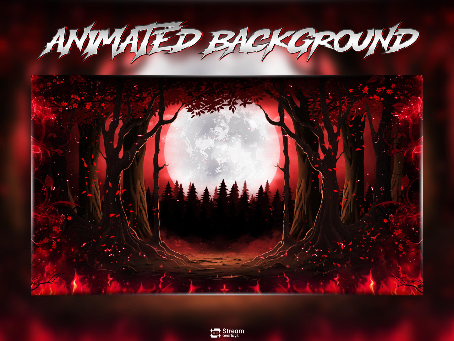 Moon Forest Animated Twitch Overlay | Blood Stream Pack | Dark Streams Screens | Streaming Scenes | Gaming Panels | Alerts | Horror Stream