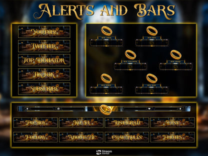 Ring of Lord Stream Overlay, Fantasy Magic Twitch Overlay, Medieval Castle Stream Screens, Mystic Fantasy Starting Soon Alerts Panels OBS