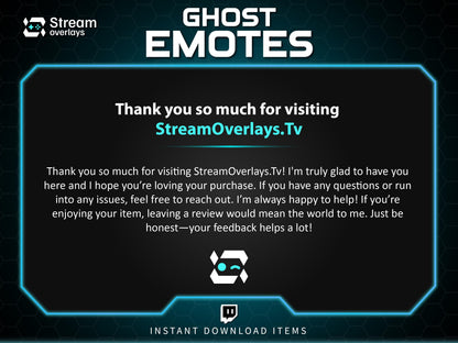 25 Spooky Ghost Twitch Emotes: Halloween Emojis (Instant Download)