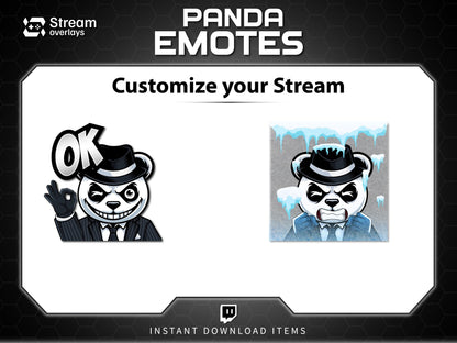 Mafia Panda Twitch Emotes | 10 Gangster Panda Discord Emotes | Pinstripe Suit Stream Package, Chibi Panda Twitch Graphics | Instant Download