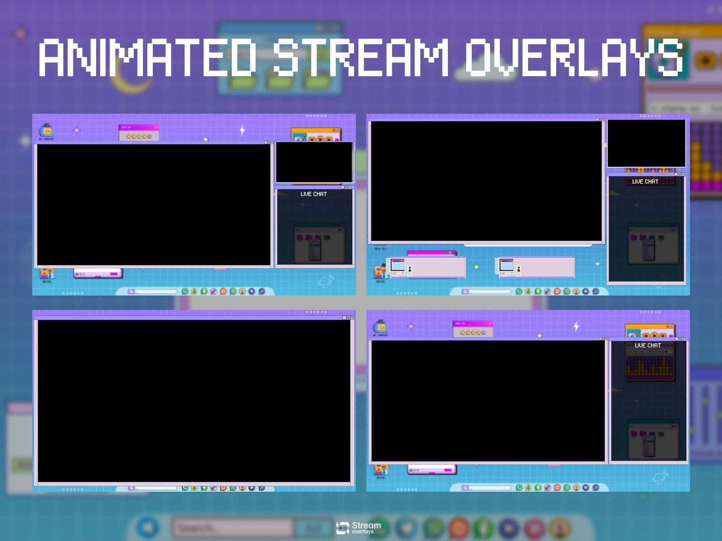 Retro Stream Pack | Computer Twitch Overlay | Windows 95 Gaming Overlay | Vaporwave Panels | Workstatio Bundle | vintage Alerts, Panels, OBS