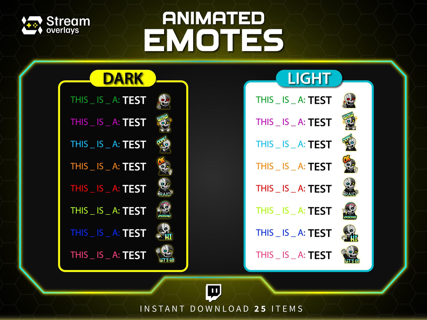 25x Cyborg & Skull Emotes | Animated + Static Twitch Emotes | Futuristic Twitch Emotes | Twitch Sub Emotes | Tiktok Emotes | Discord Emojis