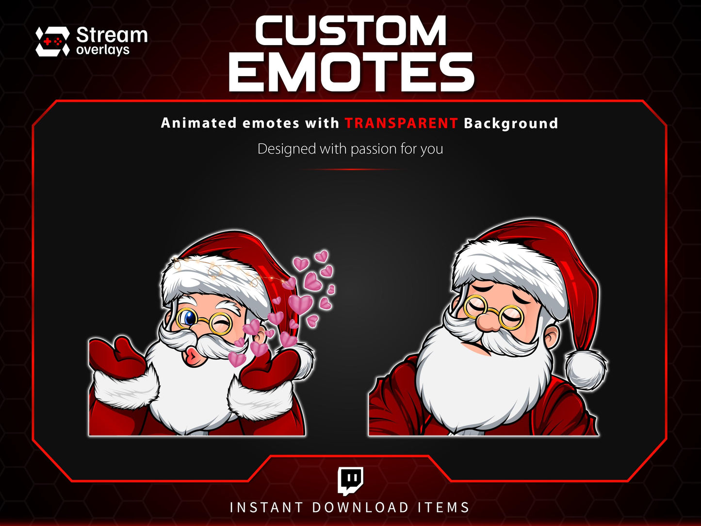 Santa Twitch Emotes | Christmas Streamer Emotes (PNG, Instant Download)