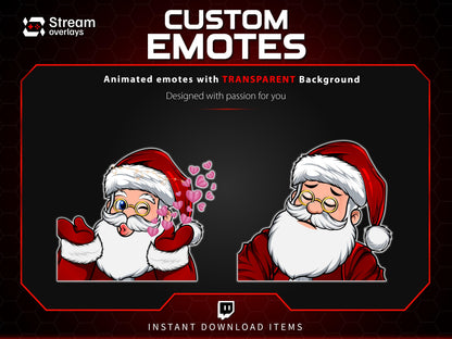 Santa Twitch Emotes | Christmas Streamer Emotes (PNG, Instant Download)
