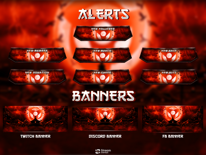 Dark Anime Twitch Overlay | Animated Samurai Theme | Warrior Stream Pack | Japanese Overlays | Ninja Streaming Package, Mangna Gaming Panels