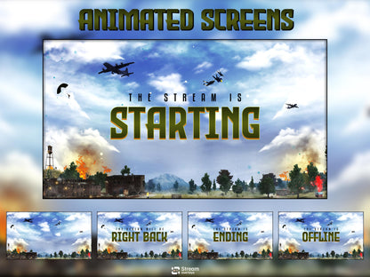 Military Theme | Twitch overlay | Animated Stream | Combat Scenes | Animate Stream Screens | Panels |  Warzone | Alerts | Battlefield Stream