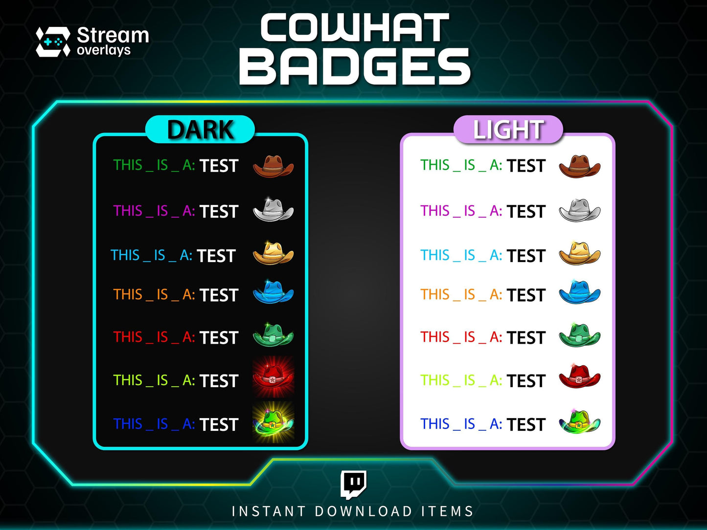Twitch Cowhat Subscriber Badges | Western Hat Sub Badges | Loyalty Badges for Streamers | Western-Style Badges for Multi-Month Subscriptions