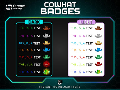 Twitch Cowhat Subscriber Badges | Western Hat Sub Badges | Loyalty Badges for Streamers | Western-Style Badges for Multi-Month Subscriptions