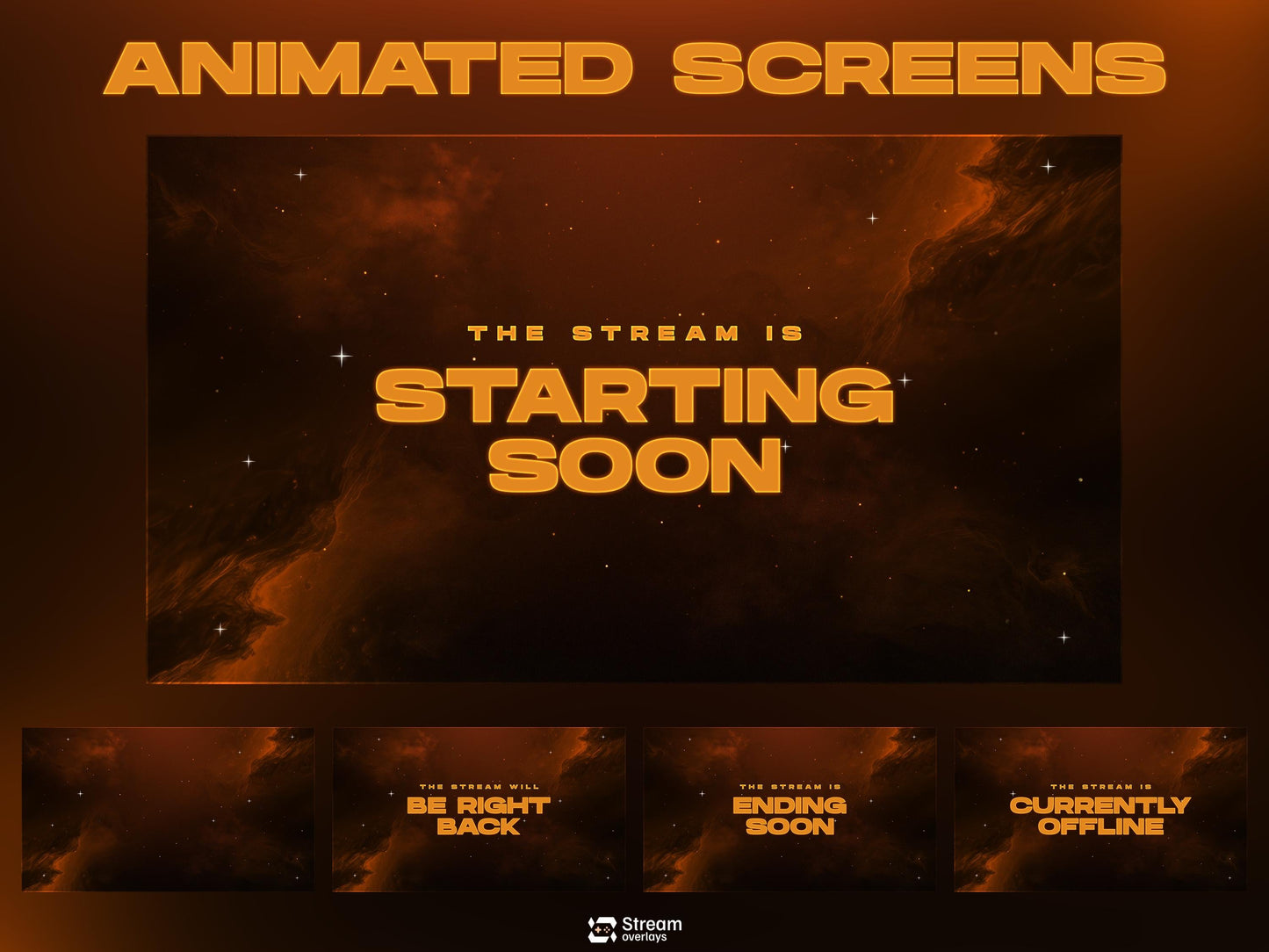 Cosmic Twitch Overlay | Space Gaming Stream | Orange Animated Pack | Nebula Streaming Scenes | Gaming Panels | Galaxy Theme | Streams Screen