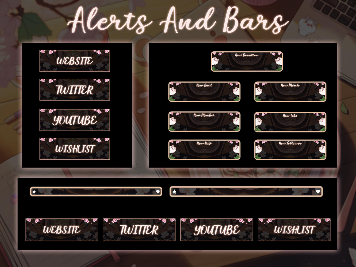 Cozy Bear Twitch Overlay Pack | Kawaii Stream Screens | Pastel Desk Theme | Cozy Starting Soon BRB Ending & Alerts