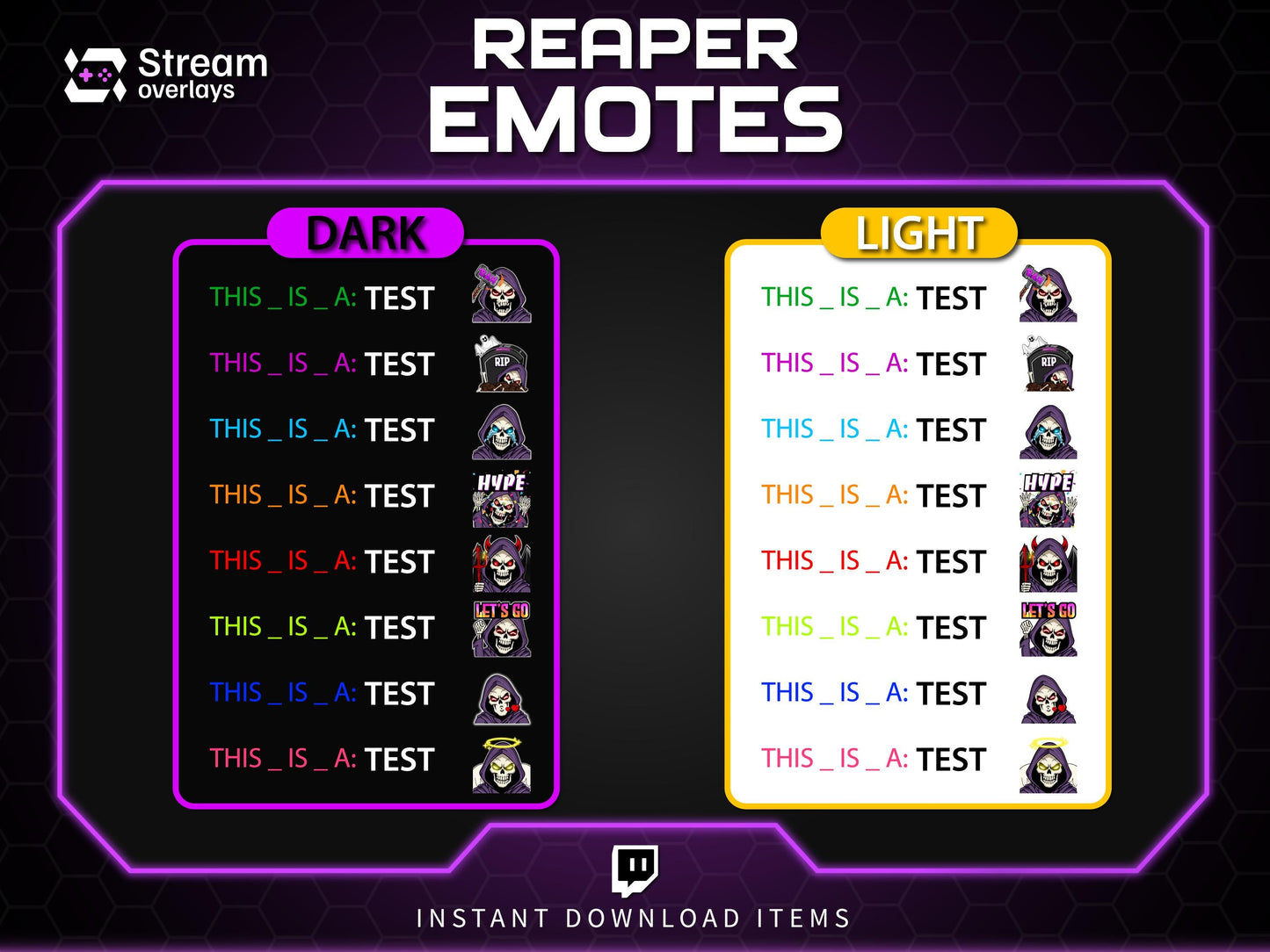Reaper Twitch Emotes Pack | Grim Reaper Skull Emotes | Dark Gaming Stream Emotes | Twitch & Discord Emotes PNG