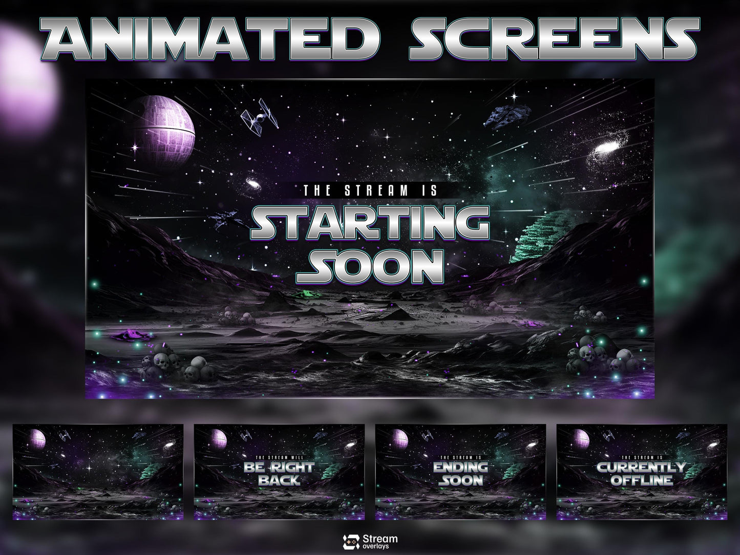 Space Galaxy Twitch Overlay Pack Animated | Sci Fi Stream Screens Cosmic Theme | Cyber Starting Soon Alerts Panels OBS Kick YouTube Overlay