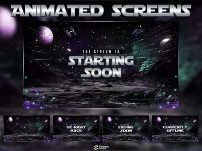 Space Galaxy Twitch Overlay Pack Animated | Sci Fi Stream Screens Cosmic Theme | Cyber Starting Soon Alerts Panels OBS Kick YouTube Overlay