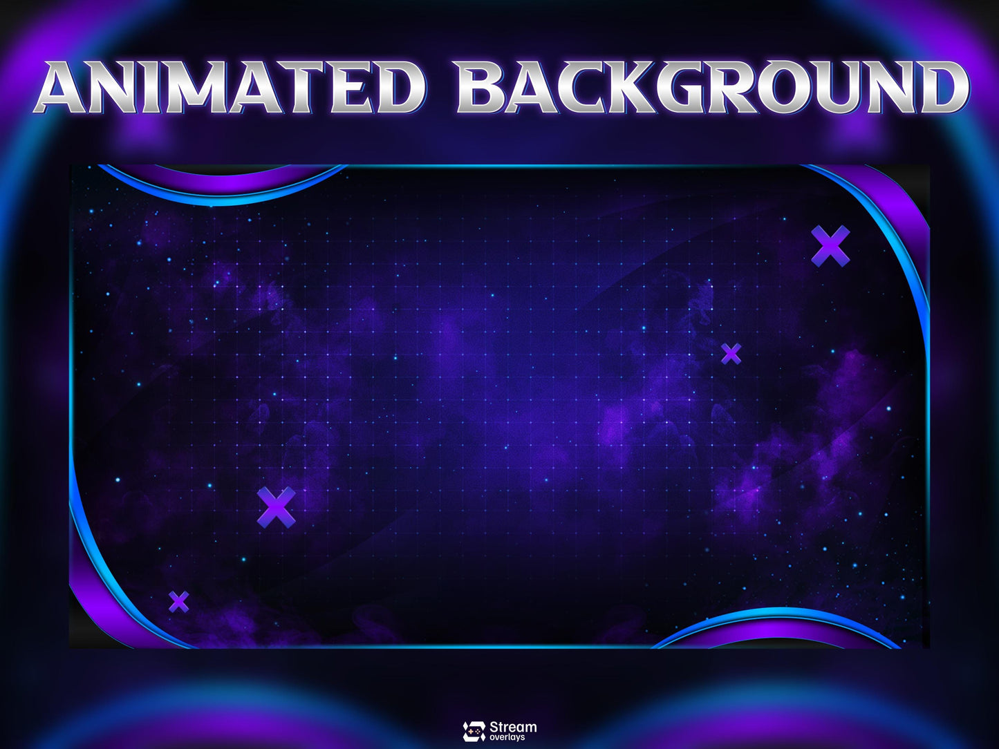 Purple Neon Twitch Overlay Pack Animated | Galaxy Space Stream Screens, Futuristic Cyber Theme, Starting Soon Alerts Panels OBS Kick YouTube