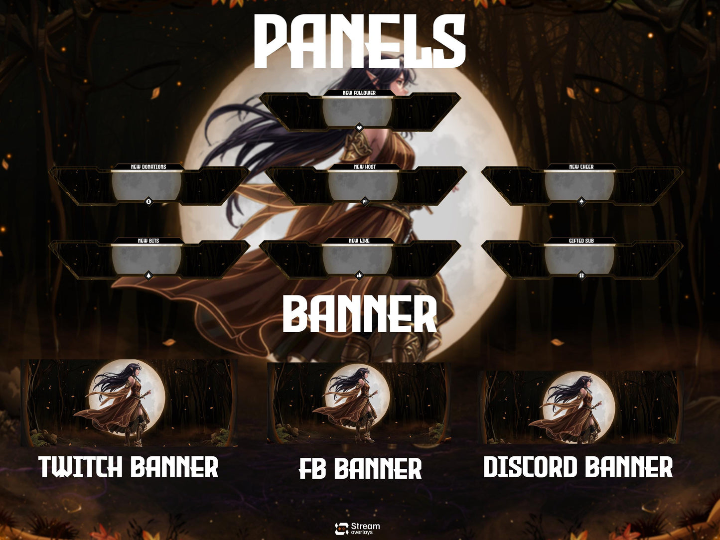 Anime Jungle Twitch Overlay | Forest Stream Package | Animated Streaming Pack | Fantasy Stream Screens | Alerts | Panels | Gaming Overlays