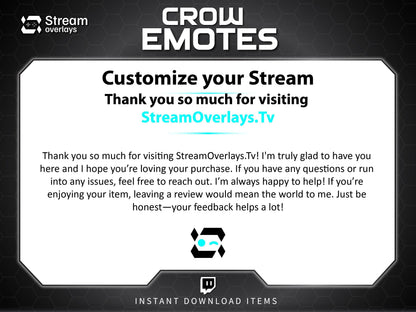 25 Raven Crow Twitch Emotes | Gothic Spooky Emojis (Digital Download)