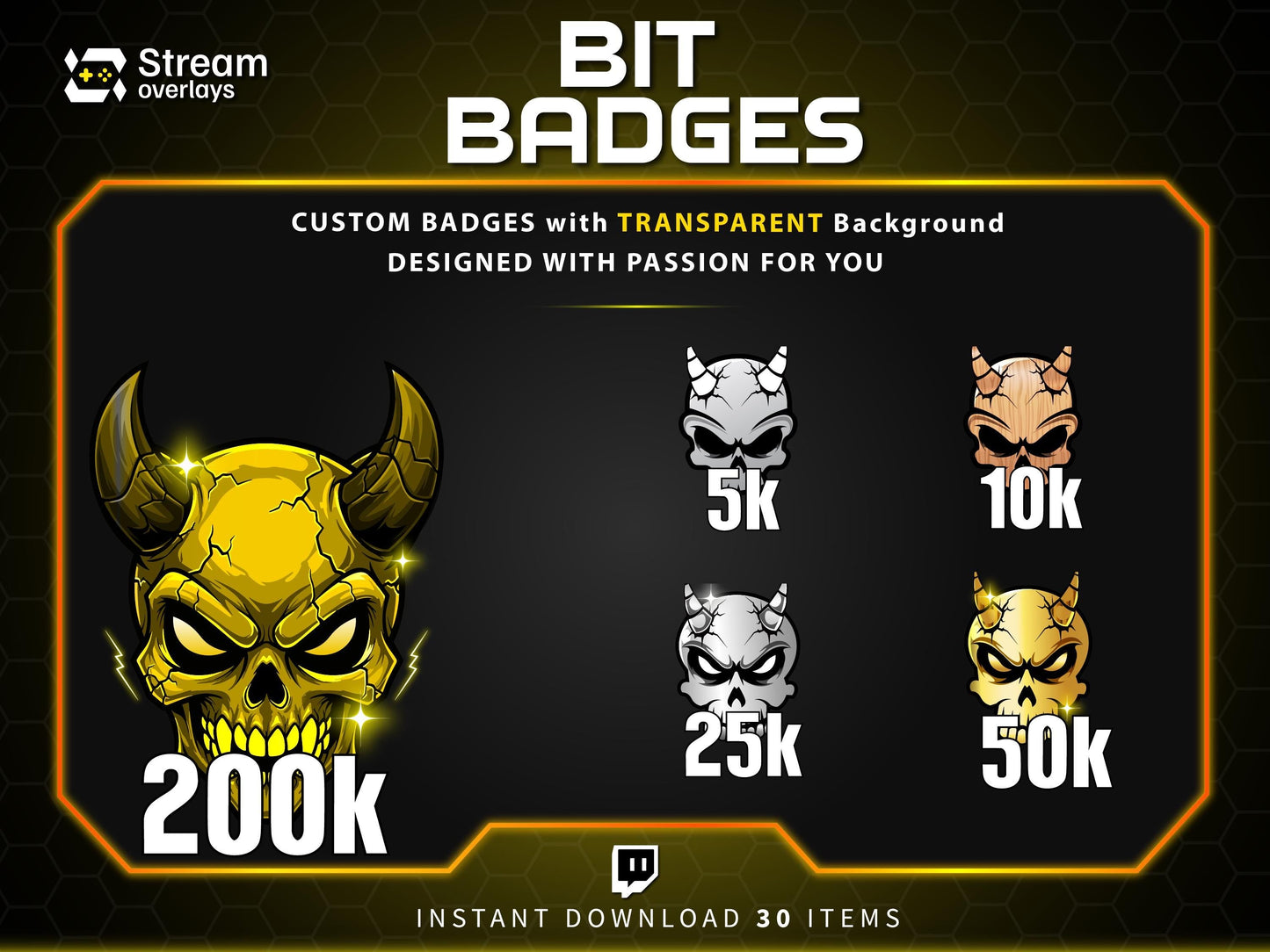 30x Demon Bit Badges | Devil Badges | Demon Sub Badges | Spooky Streamer Badge | Skull Badges | Twitch Sub Badge | Number Bit Badges | Bits