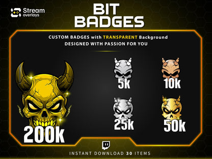 30x Demon Bit Badges | Devil Badges | Demon Sub Badges | Spooky Streamer Badge | Skull Badges | Twitch Sub Badge | Number Bit Badges | Bits