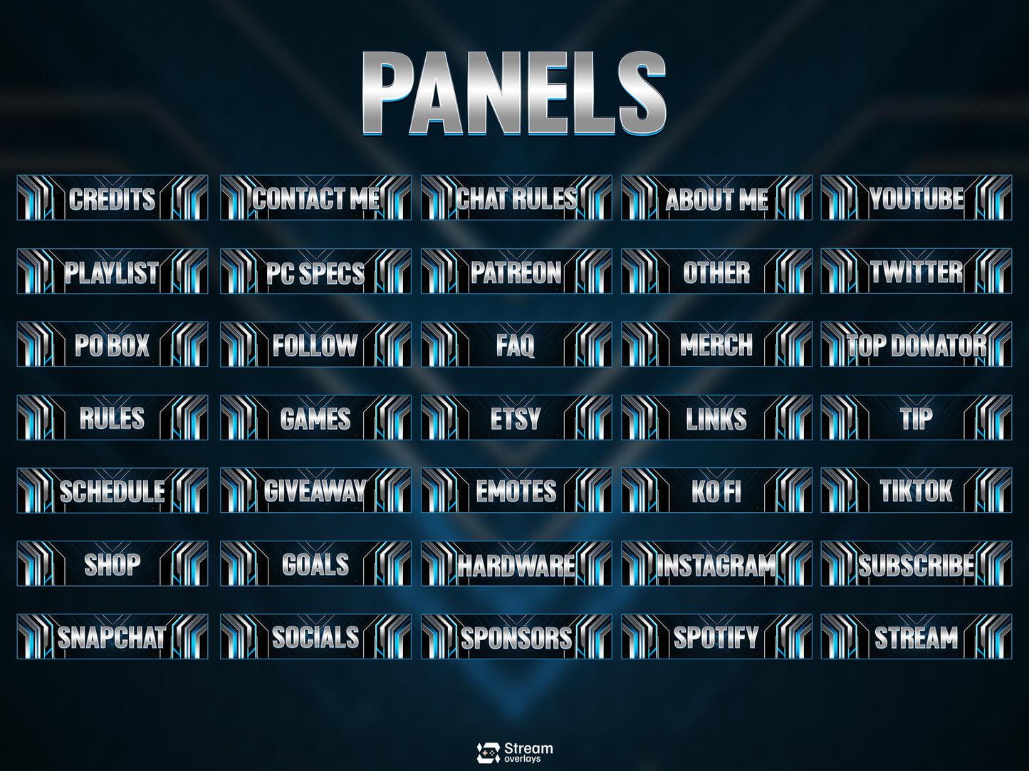 Blue Twitch Overlay Animated Pack | Modern Tech Gaming Overlays | Esports Streaming Package | Futuristic Stream Package | OBS & Streamlabs