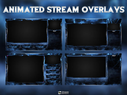 Blue Thunder Twitch Overlay | Lightning Streaming Pack | Electric Animated Scenes, Blue Smoke Streams, Twitch Alerts, Starting Soon Power
