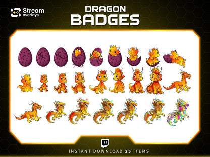 Dragon Sub Badges Bundle: Twitch, YouTube, Discord (Instant Download)