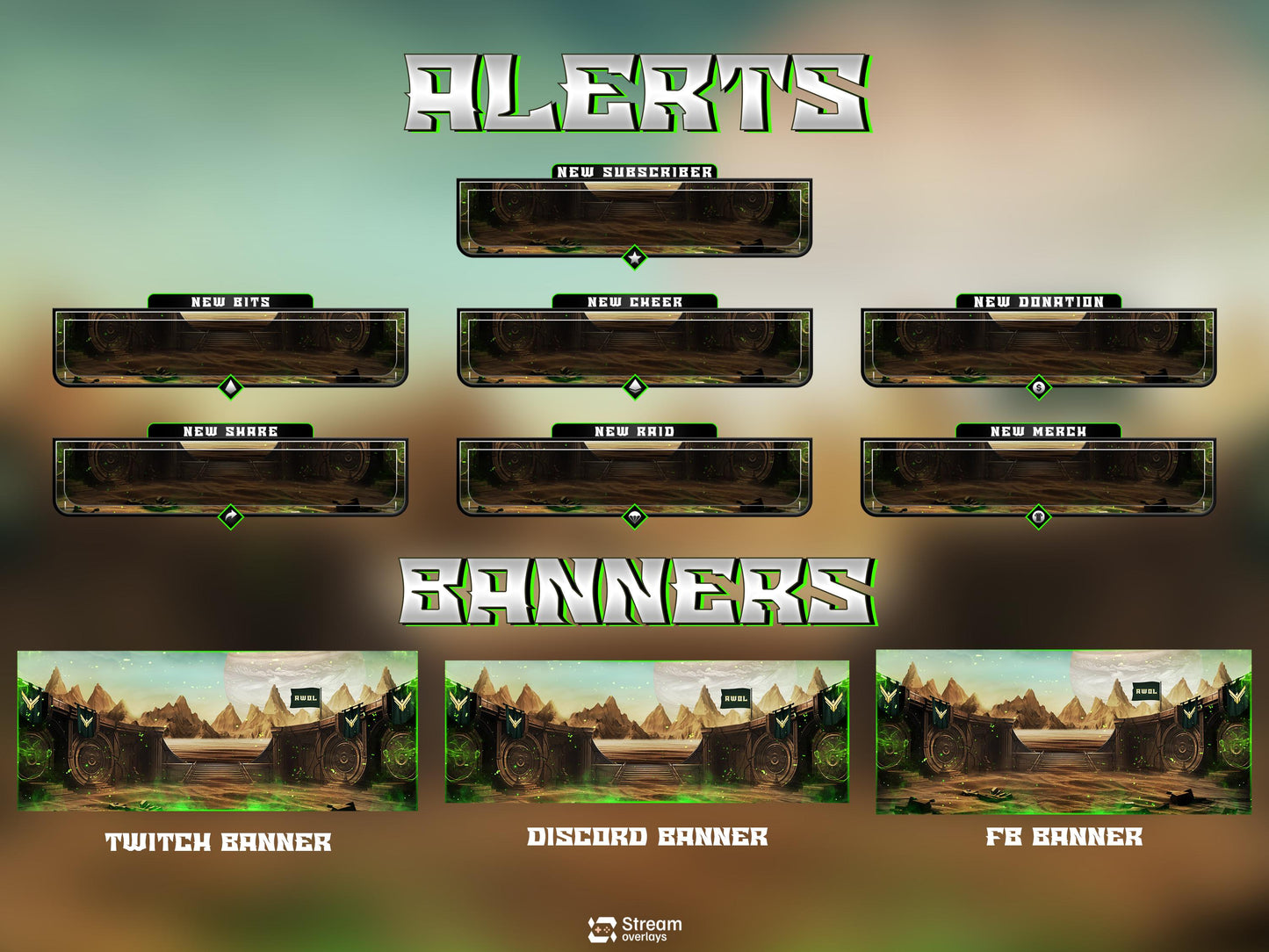 Desert Arena Stream Overlay | Animated Twitch Pack | | Gaming Overlay | Streaming Package | Alerts | Starting Soon | Kick Screens | Panels