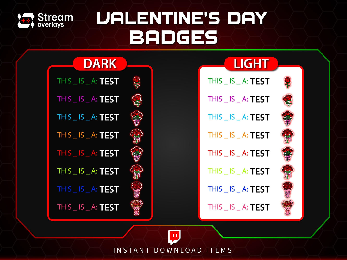 Valentine's Day Sub badges | Rose & Flower Subscriber Badge | Bouquet Twitch stickers| Romantic Loyalty Stickers, Love Streamer Discord Kick