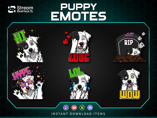 Dog Emotes Pack, Puppy Twitch Emotes, Cute Funny Dog Emote Bundle, Discord Twitch Streamer Emotes Set, Gaming Emotes Pack (Digital Download)