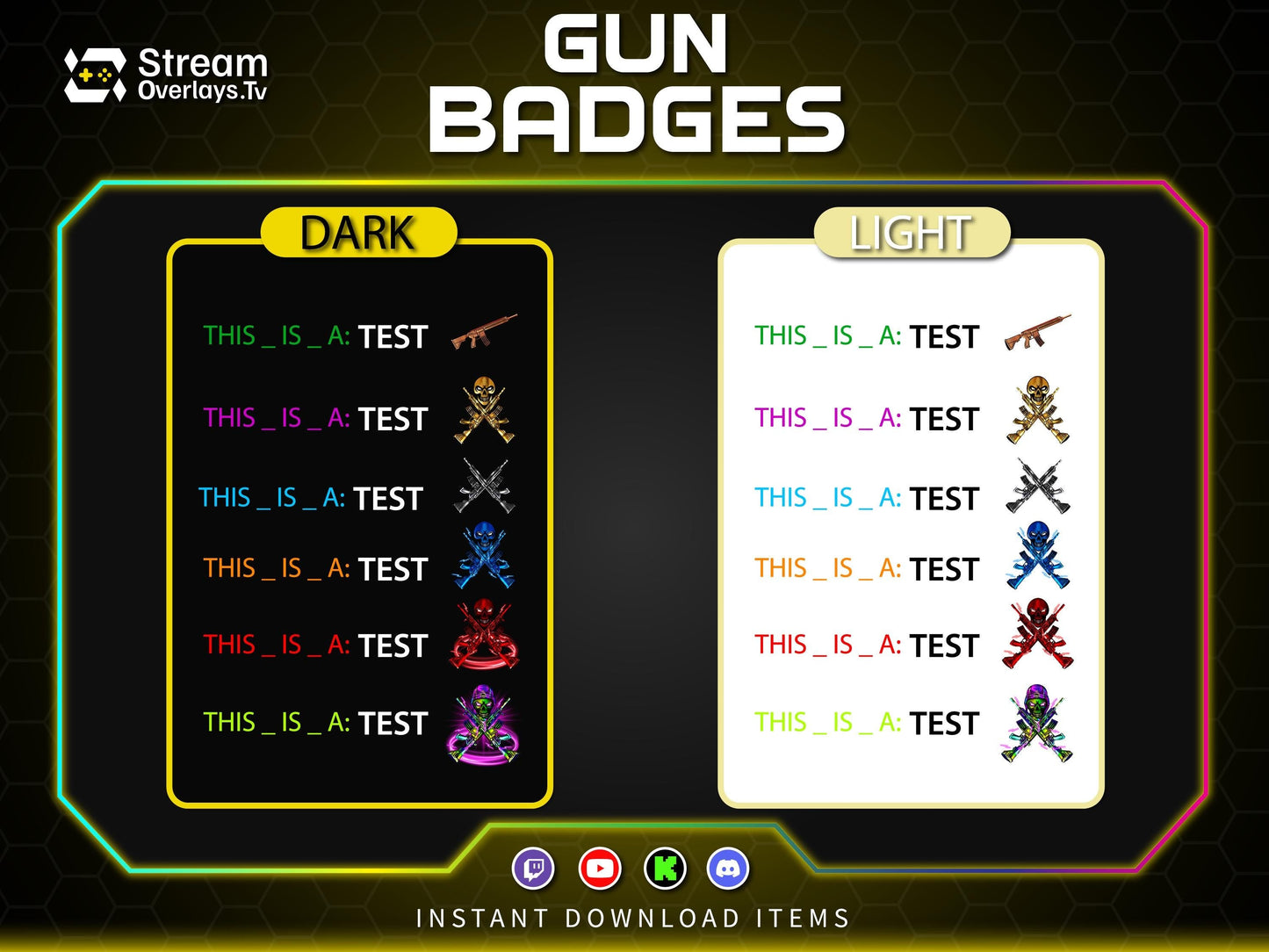 Gun Sub Badges for Twitch | Skull Rifle Gaming Badges | Gaming Gun Loyalty Badge,  Streamer Loyalty Subscriber for Twitch, Discord, YouTube