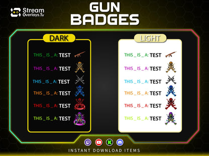 Gun Sub Badges for Twitch | Skull Rifle Gaming Badges | Gaming Gun Loyalty Badge,  Streamer Loyalty Subscriber for Twitch, Discord, YouTube