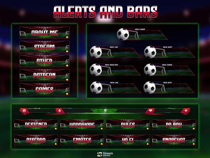football Stream Overlay Pack | Animated Soccer Stream Screens | Sport Arena Theme | Stadium Overlays | Soccer Streamers | Twitch Alerts