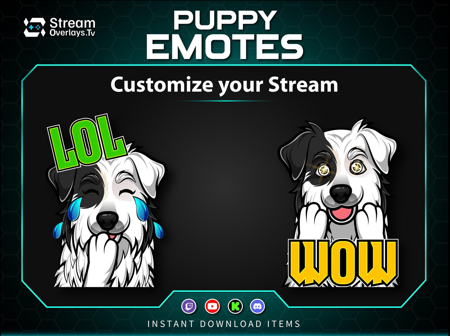 Dog Emotes Pack, Puppy Twitch Emotes, Cute Funny Dog Emote Bundle, Discord Twitch Streamer Emotes Set, Gaming Emotes Pack (Digital Download)