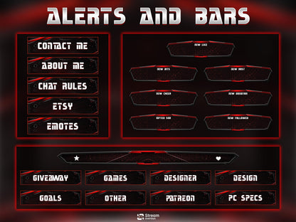 Chain Esports Twitch Overlay Pack| Boxing Stream | Red & Black Animated Scenes | MMA Streaming Screen | Twitch Alerts | Starting Soon, Panels