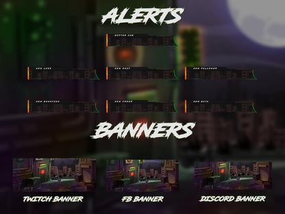 Dark Stream overlay Package | Biker Motorcycle Theme | Night City Twitch Pack | Animated Twitch Overlays | stream screens | Twitch Alerts