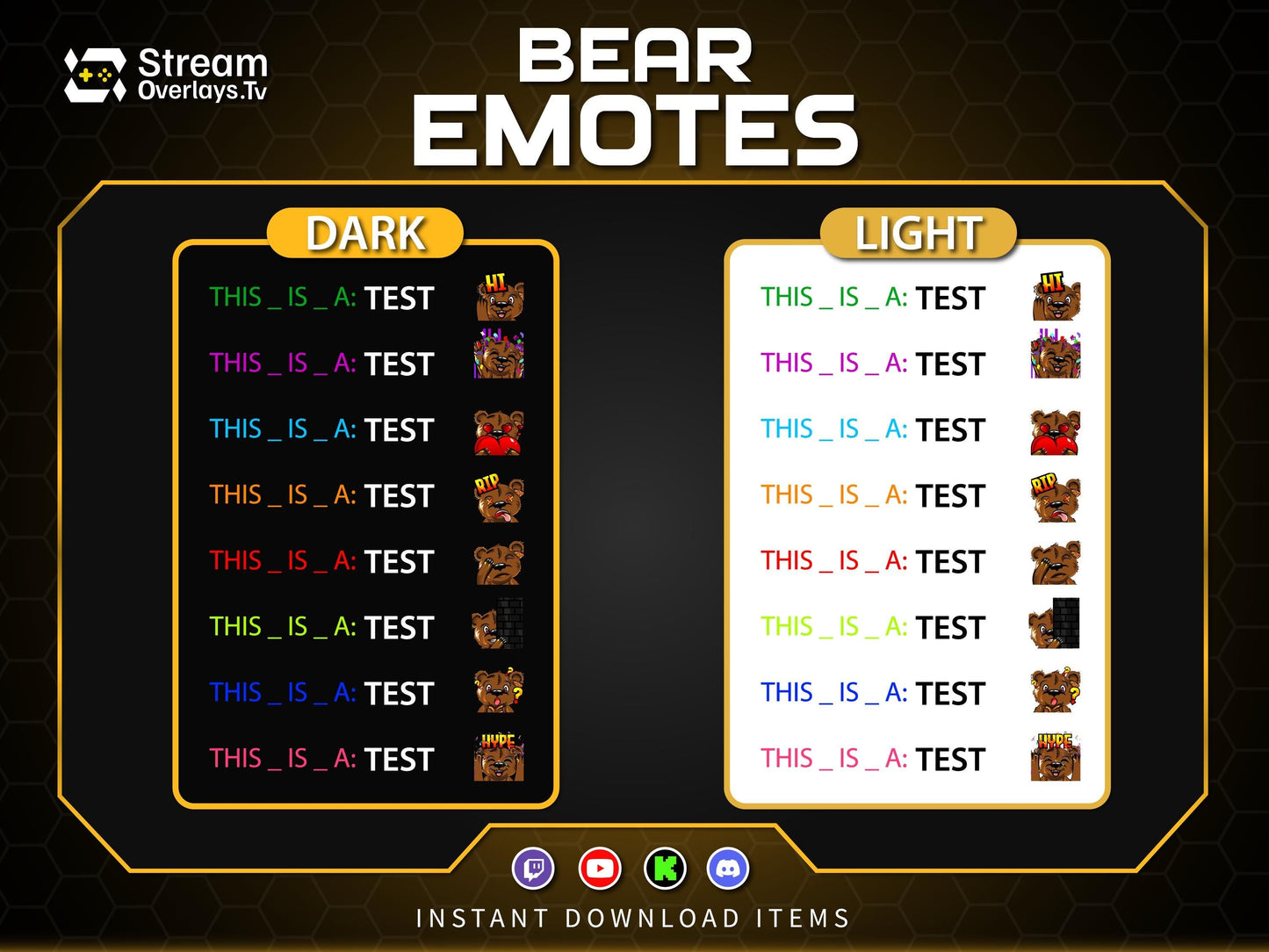 Bear Twitch Emotes Pack | Cute Bear Emoji Pack | Gamer Bear Emotes for Twitch, Discord & YouTube